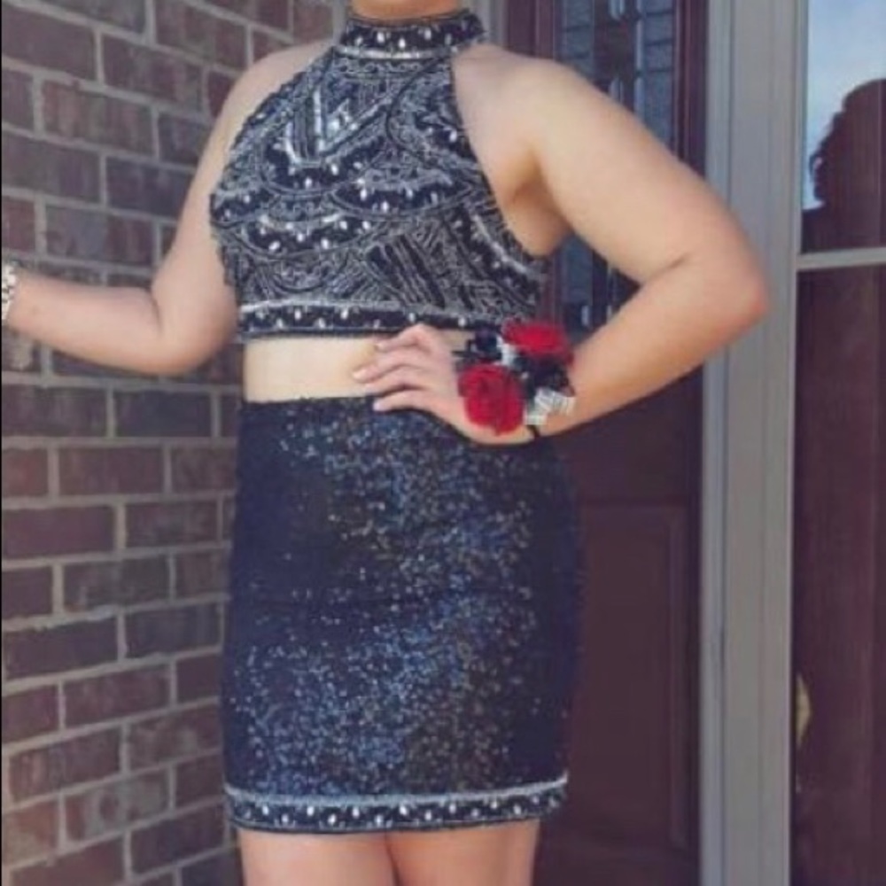 Black and silver two piece dress from SCALA!